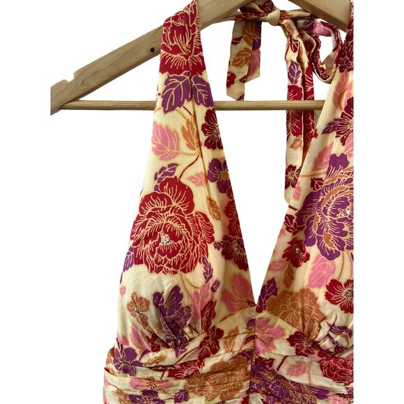Philip Decaprio Womens Halter Neck Floral Mini Summer Dress Padded Size 8 | P303 - Picture 3 of 16